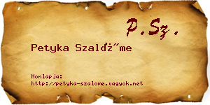Petyka Szalóme névjegykártya